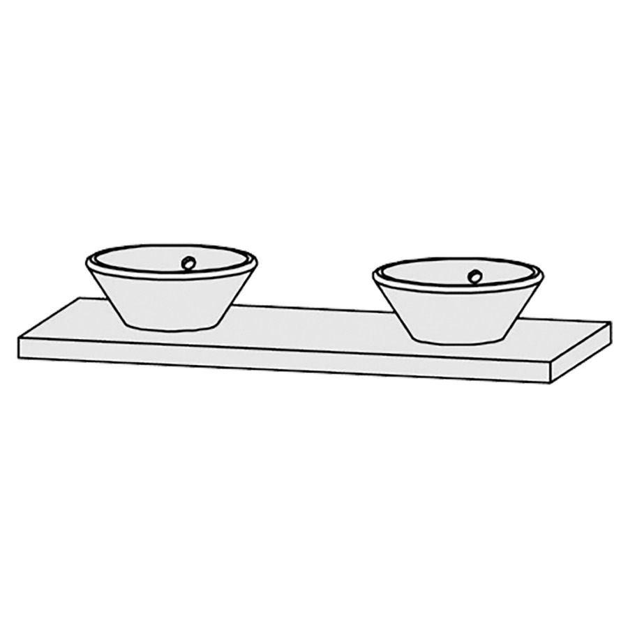 Table de lavabo Vanity Bocco 
130 x 5-10 x 55.5 cm
pour 2 lavabos à poser
incl. consoles