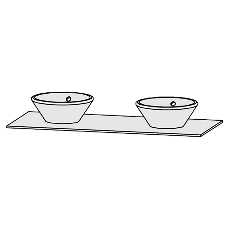 Table de lavabo Vanity Bocco 
130 x 1.2 x 55.5 cm
pour 2 lavabos à poser
sans consoles