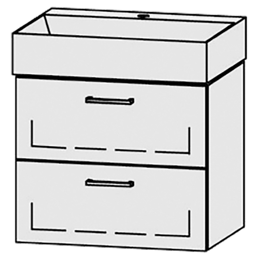 Lavabo-meuble
Vanity Seto 60
59 x 50 x 44,5 cm
élément avec 2 tiroirs
extrait complet avec Blumotion
sans cache-siphon
lavabo céramique Seto incl.,
sans trop-plein
1 trou pour robinetterie