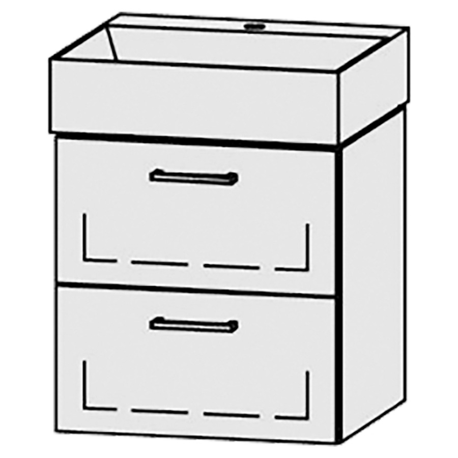 Combinaison de meuble Vanity Seto
49 x 50 x 44.5 cm
avec lavabo Céramique Seto 50 cm
1 trou pour robinetterie, sans trop-plein
élément de tiroir, 2&nbsp;tiroirs
avec Blumotion
sans cache-siphon