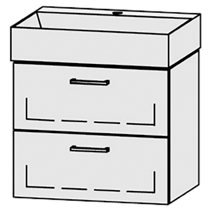 Combinaison de meuble Vanity Seto
59 x 50 x 44.5 cm
avec lavabo Céramique Seto 60 cm
1 trou pour robinetterie, sans trop-plein
élément de tiroir, 2&nbsp;tiroirs
avec Blumotion
sans cache-siphon