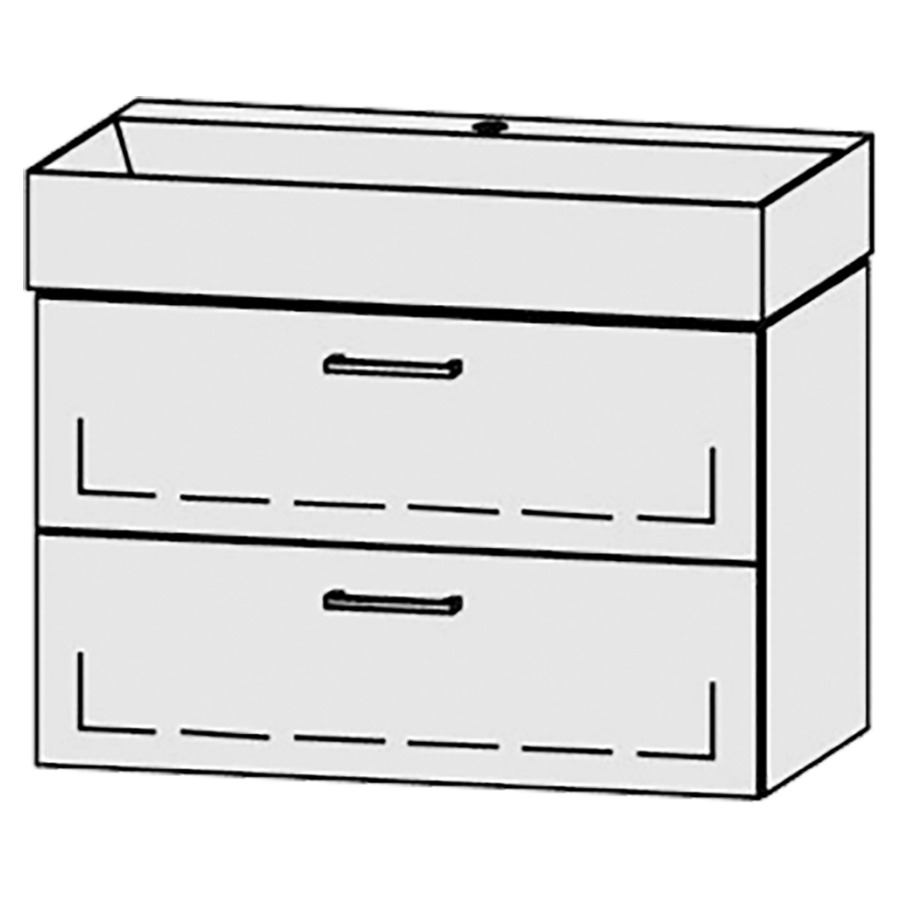 Combinaison de meuble Vanity Seto
80 x 50 x 45.5 cm
avec lavabo Céramique Seto 81 cm
1 trou pour robinetterie, sans trop-plein
élément de tiroir, 2&nbsp;tiroirs
avec Blumotion
sans cache-siphon