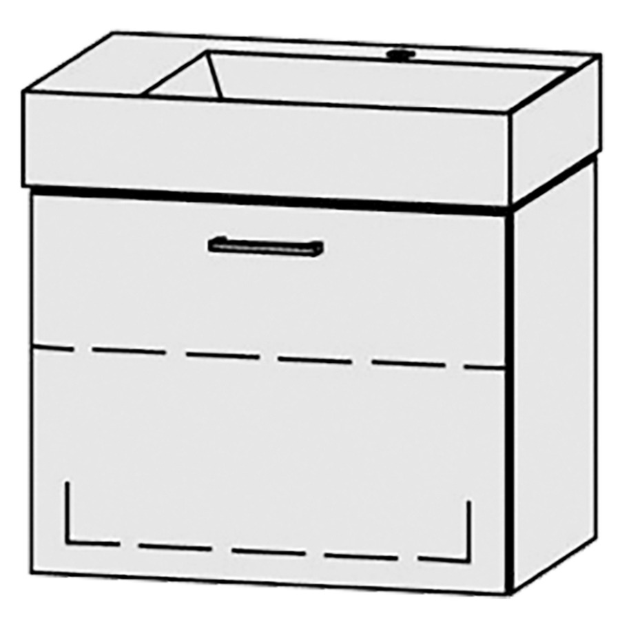 Combinaison de meuble Vanity Seto Easy
64 x 45 x 44.5 cm
avec lavabo Céramique Seto 65 cm
lavabo à droite, 1 trou pour robinetterie
 sans trop-plein
élément de tiroir, 1&nbsp;tiroir, 1&nbsp;tablette
avec Blumotion
sans cache-siphon
