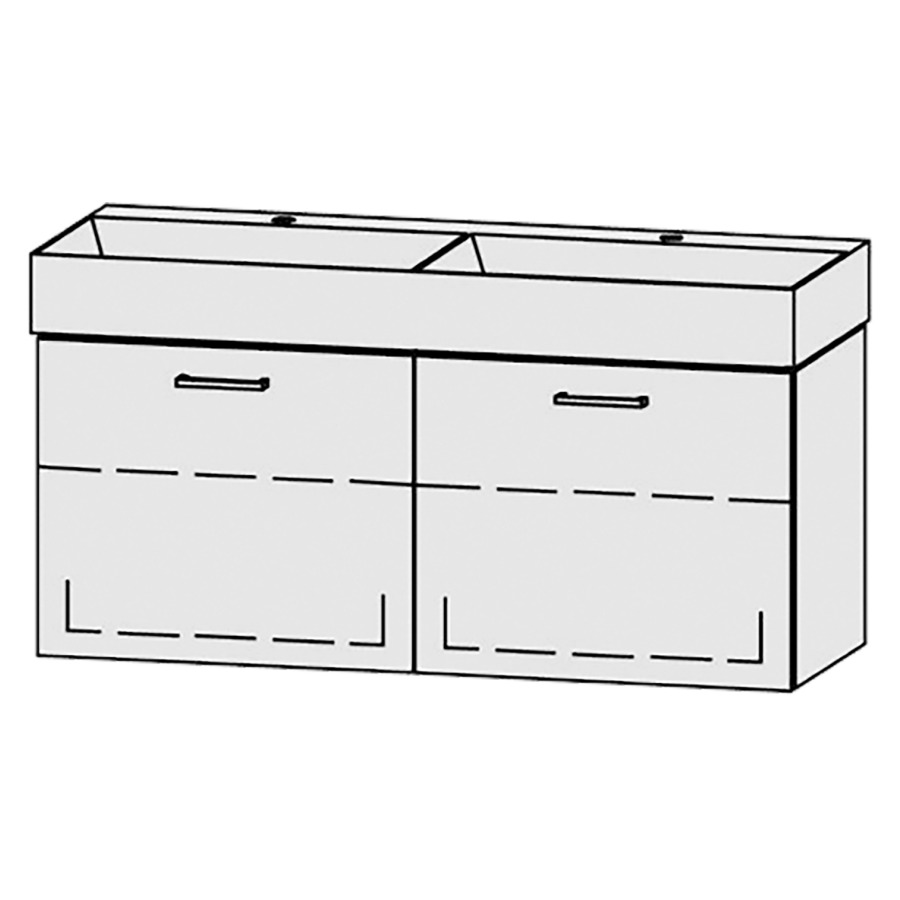 Combinaison de meuble Vanity Seto Easy
121 x 45 x 44.5 cm
avec lavabo double Céramique Seto 122 cm
2 trous pour robinetteries, sans trop-plein
2&nbsp;éléments de tiroir, 1&nbsp;tiroir chacune, 1&nbsp;tablette chacune
avec Blumotion
sans cache-siphon