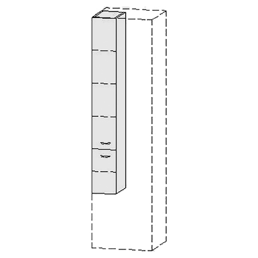 Armoire haute Vanity Keramik  
20-50 x 135-182.8 x 20-45 cm
2&nbsp;portes, charnière à gauche
Nombre de tablettes selon liste
avec Blumotion