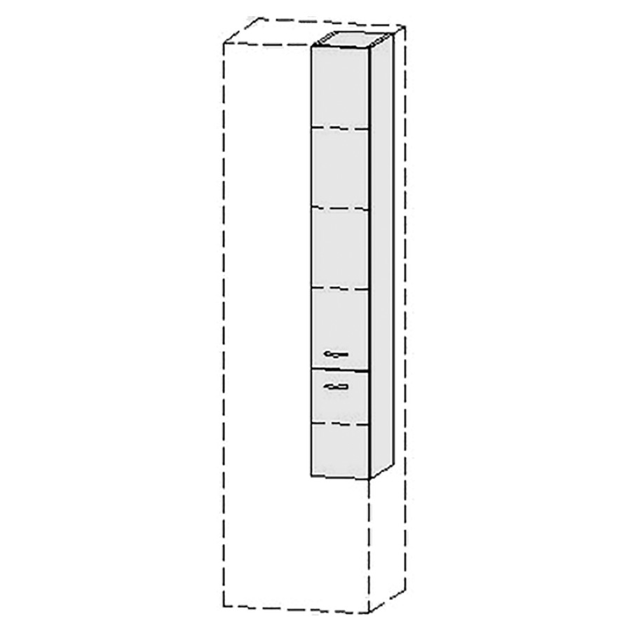 Armoire haute Vanity Keramik  
20-50 x 135-182.8 x 20-45 cm
2&nbsp;portes, charnière à droite
Nombre de tablettes selon liste
avec Blumotion