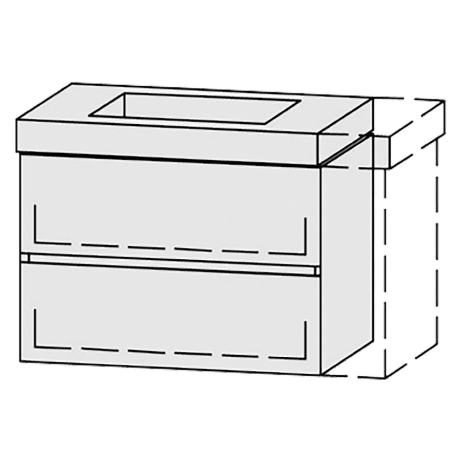 Élément inférieur  Vanity Keramik Pasofino Line 
79.8-98.8 x 55 cm
élément de tiroir, 2&nbsp;tiroirs
avec Blumotion, Legrabox noir
pour 1&nbsp;lavabo, 1 cache-siphon