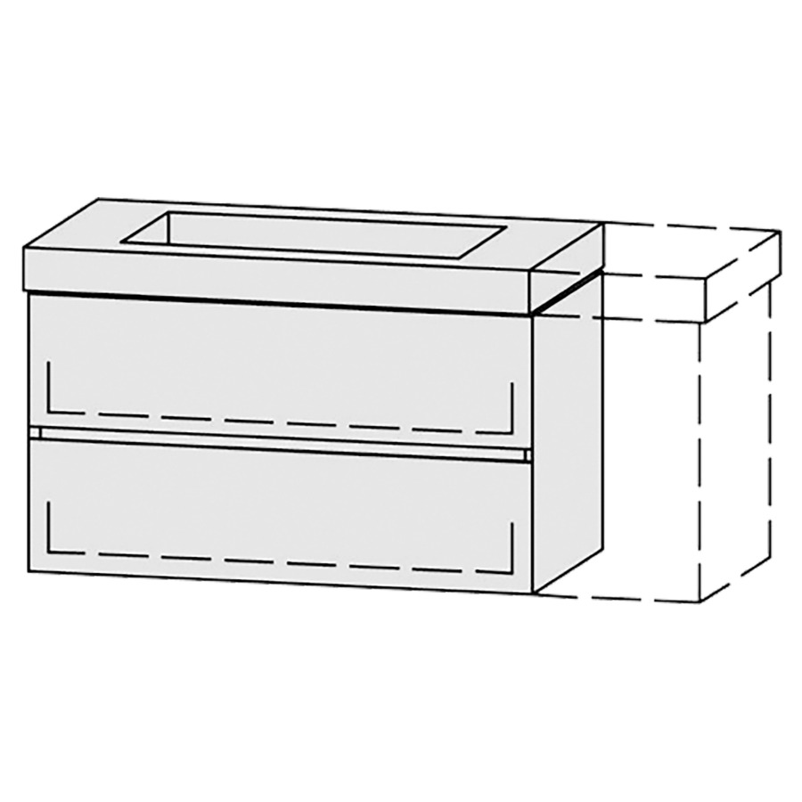 Élément inférieur  Vanity Keramik Pasofino Line 
99.8-119.8 x 55 cm
élément de tiroir, 2&nbsp;tiroirs
avec Blumotion, Legrabox noir
pour 1&nbsp;lavabo, 1 cache-siphon