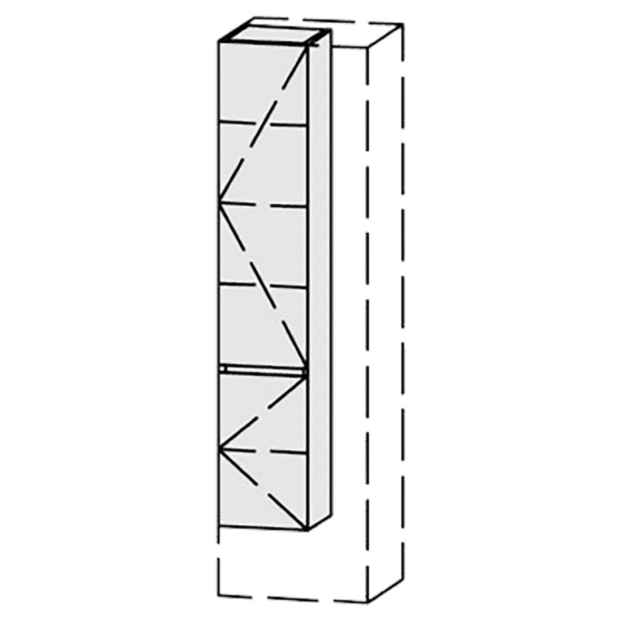 Armoire haute Vanity Keramik Pasofino Line 
30-50 x 160-182.8 x 20-45 cm
2&nbsp;portes, charnière à droite
Nombre de tablettes selon liste