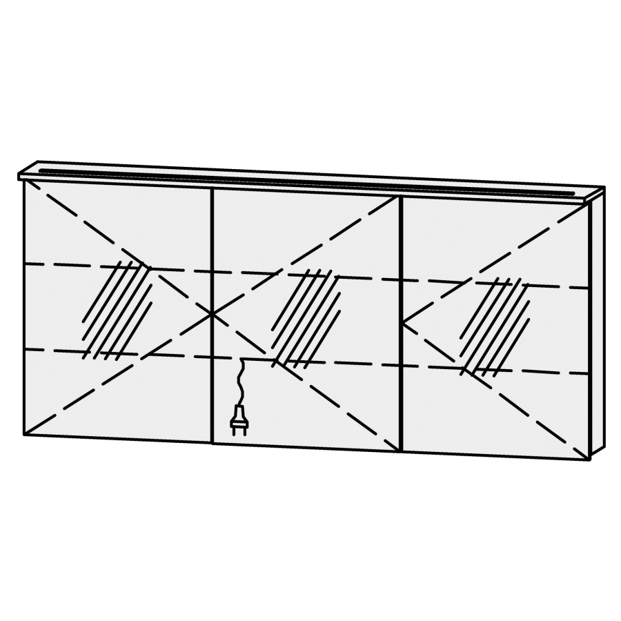 Armoire de toilette Vanity Sanida 
150 x 71.5 x 14.1 cm
3&nbsp;portes à double miroir (50/50/50)
charnière à droite, avec Blumotion
2 x éclairage LED Luminoso, longueur 141 cm
système luminaire Sento Basic 2
couleur de la lumière réglable
2700-4000 Kelvin, dimmable/5438 Lumen
2 rayons en verre régl. chacun
1 prise simple/2 ports USB-C en bas 
(Non réglable par bouton-
poussoir ou système-bus), IP24