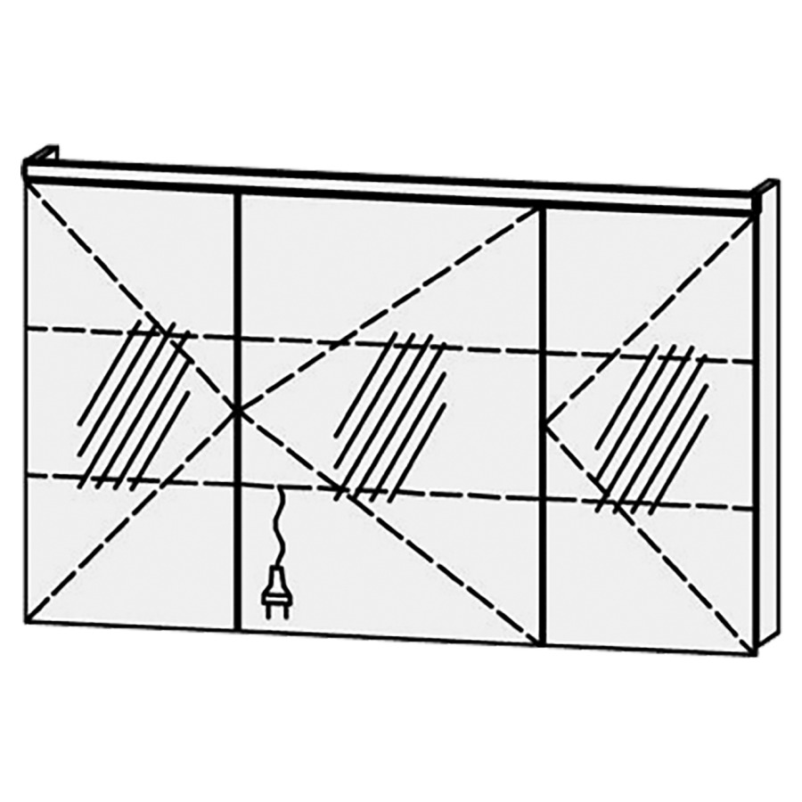 Armoire de toilette
Procasa Tre LED 120 / IP24
120 x 72,8 x 14,1 cm
3 portes (30/60/30)
charnières à droite
portes avec Blumotion
4000°kelvin / 1872 lumen
prise double en bas inclu
2 rayons en verre régl. chacun