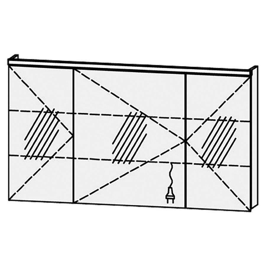 Armoire de toilette
Procasa Tre LED 130 / IP24
130 x 72,8 x 14,1 cm
3 portes (40/50/40)
charnières à gauche
portes avec Blumotion
4000°kelvin / 1872 lumen
prise double en bas inclu
2 rayons en verre régl. chacun