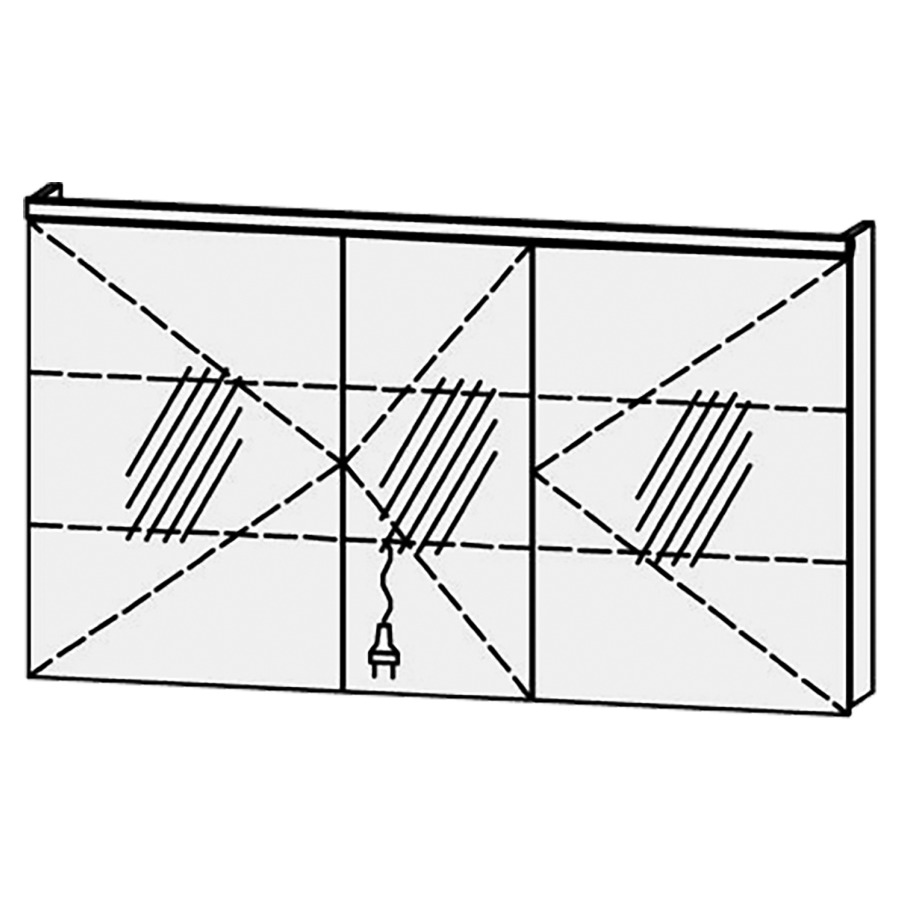 Armoire de toilette
Procasa Tre LED 130 / IP24
130 x 72,8 x 14,1 cm
3 portes (50/30/50)
charnières à droite
portes avec Blumotion
4000°kelvin / 1872 lumen
prise double en bas inclu
2 rayons en verre régl. chacun