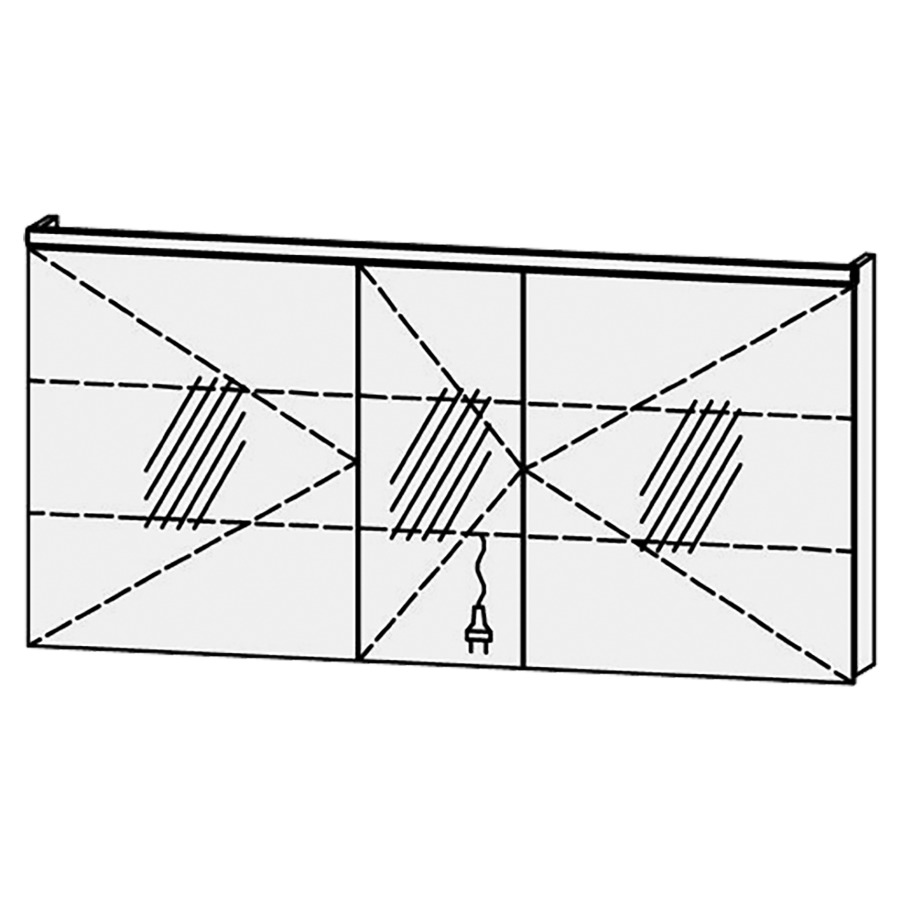 Armoire de toilette
Procasa Tre LED 150 / IP24
150 x 72,8 x 14,1 cm
3 portes (60/30/60)
charnières à gauche
portes avec Blumotion
4000°kelvin / 2016 lumen
prise double en bas inclu
2 rayons en verre régl. chacun