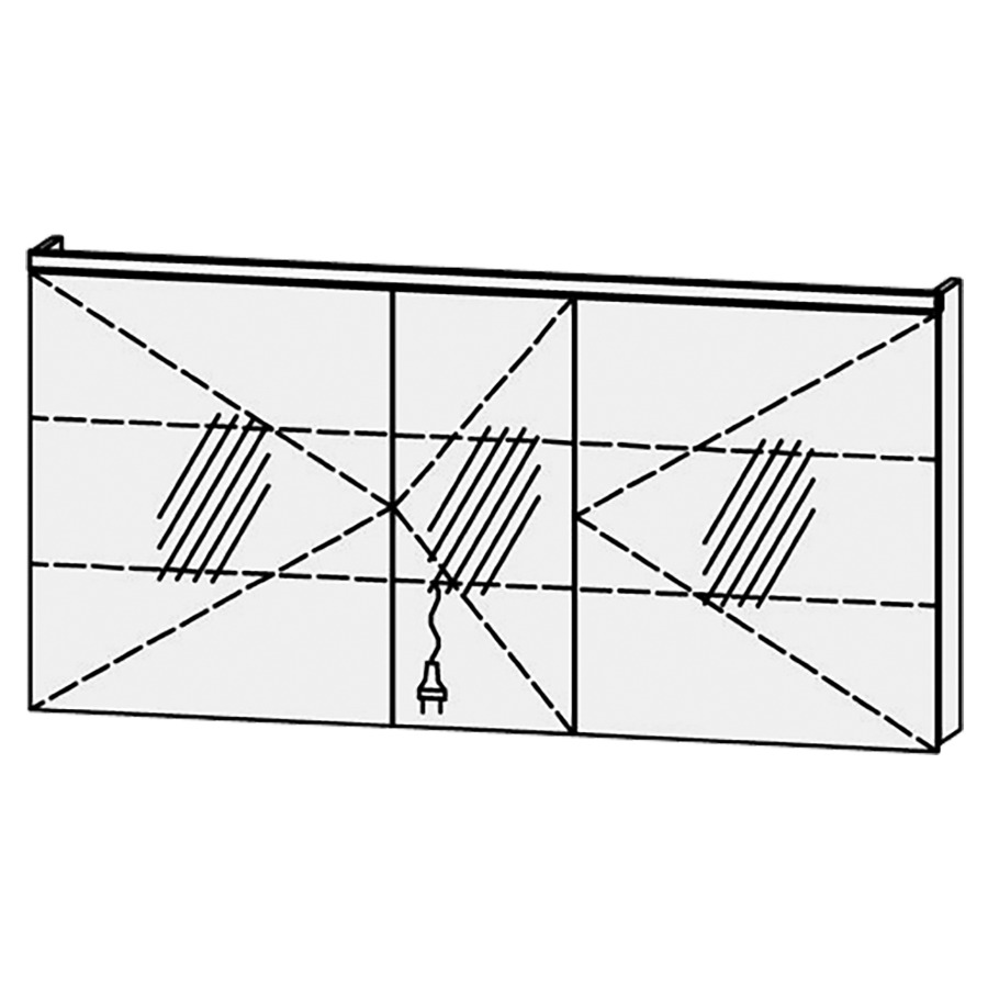 Armoire de toilette
Procasa Tre LED 150 / IP24
150 x 72,8 x 14,1 cm
3 portes (60/30/60)
charnières à droite
portes avec Blumotion
4000°kelvin / 2016 lumen
prise double en bas inclu
2 rayons en verre régl. chacun
