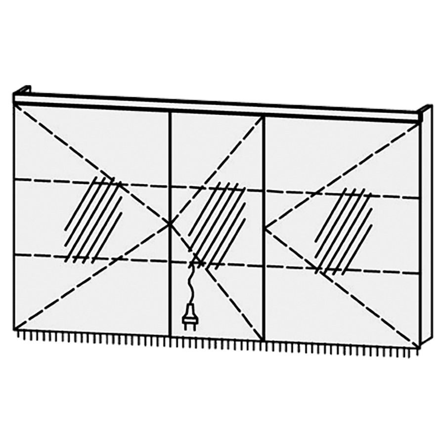 Armoire de toilette
Procasa Tre LED 130 / IP24
130 x 72,8 x 14,1 cm
3 portes (50/30/50),
charnière à droite
portes avec Blumotion
4000°kelvin / 1872 lumen
prise double en bas inclu
2 rayons en verre régl. chacun
luminaire vers dessous inclu,
2160 lumen
