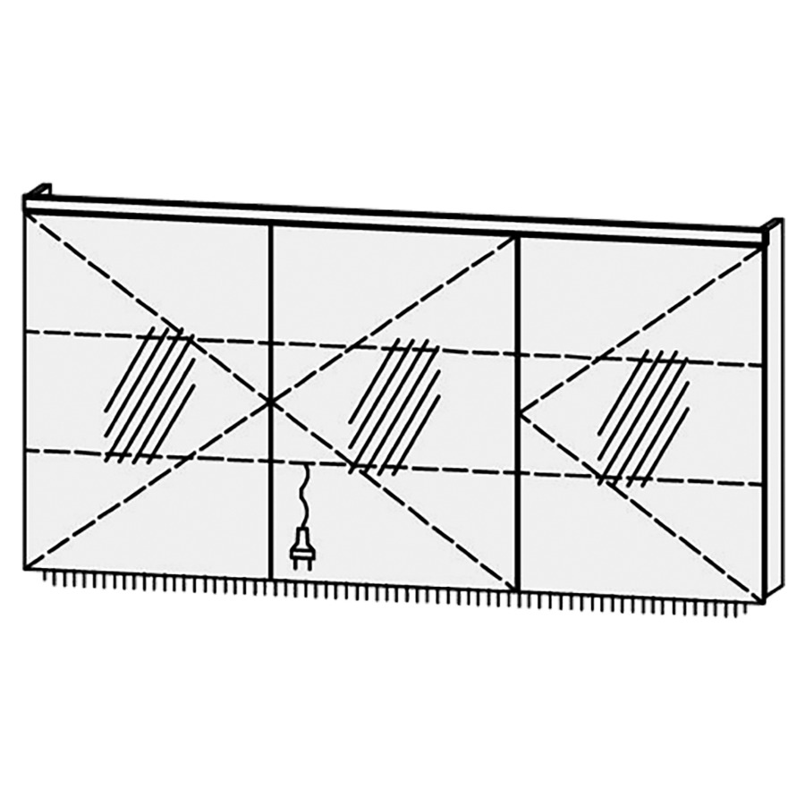 Armoire de toilette
Procasa Tre LED 150 / IP24
150 x 72,8 x 14,1 cm
3 portes (50/50/50),
charnière à droite
portes avec Blumotion
4000°kelvin / 2016 lumen
prise double en bas inclu
2 rayons en verre régl. chacun
luminaire vers dessous inclu,
2520 lumen