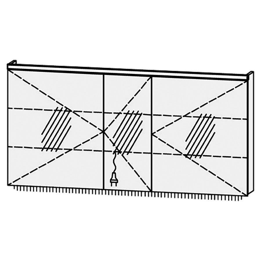 Armoire de toilette
Procasa Tre LED 150 / IP24
150 x 72,8 x 14,1 cm
3 portes (60/30/60),
charnière à droite
portes avec Blumotion
4000°kelvin / 2016 lumen
prise double en bas inclu
2 rayons en verre réglables
luminaire vers dessous inclu,
2520 lumen