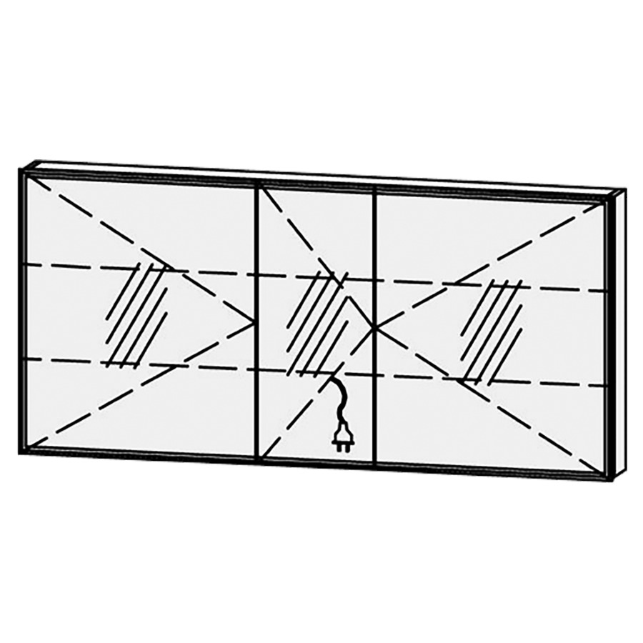 Armoire de toilette Vanity-Flat New Quattro 
150 x 70 x 15.1 cm
3&nbsp;portes à double miroir (60/30/60)
charnière à gauche, avec Blumotion
éclairage LED circulaire
système luminaire Sento Basic 2
couleur de la lumière réglable
2700-6500 Kelvin, dimmable/6510 Lumen
2 rayons en verre régl. chacun
1 prise simple/2 ports USB-C en bas 
(Non réglable par bouton-
poussoir ou système-bus), IP24