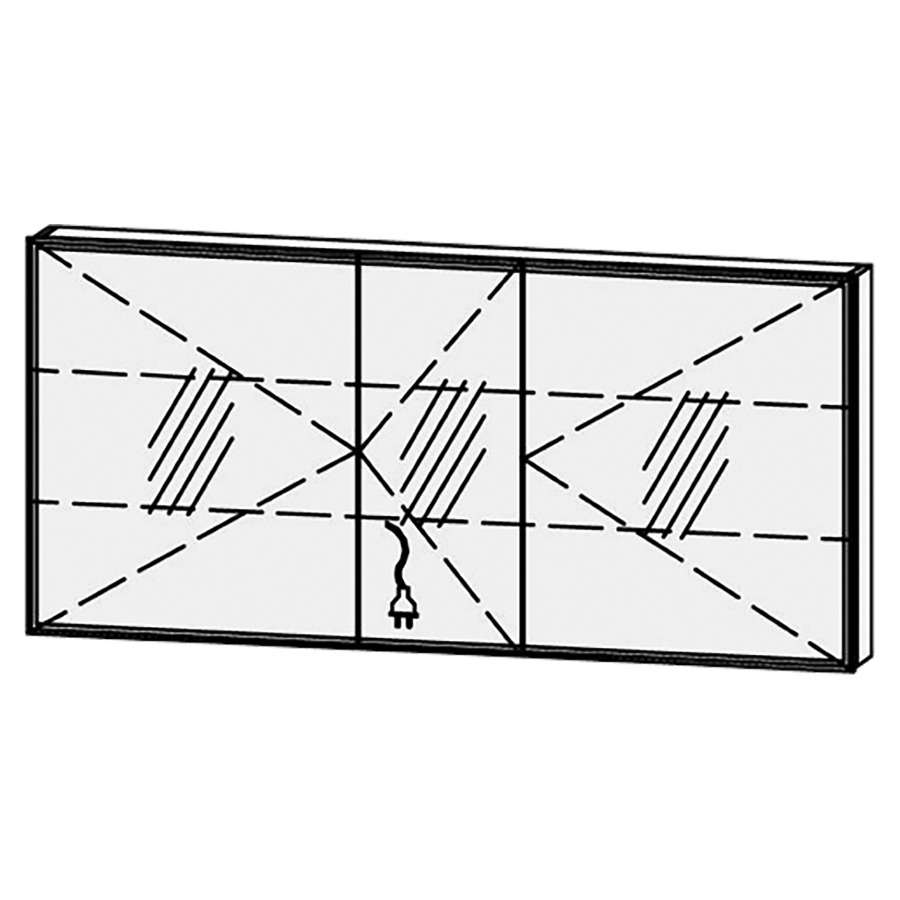 Armoire de toilette Vanity-Flat New Quattro 
150 x 70 x 15.1 cm
3&nbsp;portes à double miroir (60/30/60)
charnière à droite, avec Blumotion
éclairage LED circulaire
système luminaire Sento Basic 2
couleur de la lumière réglable
2700-6500 Kelvin, dimmable/6510 Lumen
2 rayons en verre régl. chacun
1 prise simple/2 ports USB-C en bas 
(Non réglable par bouton-
poussoir ou système-bus), IP24