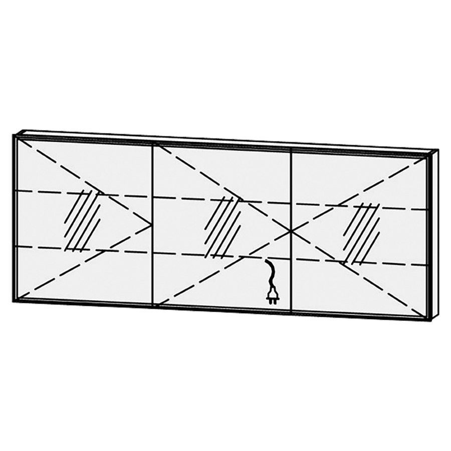 Armoire de toilette Vanity-Flat New Quattro 
180 x 70 x 15.1 cm
3&nbsp;portes à double miroir (60/60/60)
charnière à gauche, avec Blumotion
éclairage LED circulaire
système luminaire Sento Basic 2
couleur de la lumière réglable
2700-6500 Kelvin, dimmable/7440 Lumen
2 rayons en verre régl. chacun
1 prise simple/2 ports USB-C en bas 
(Non réglable par bouton-
poussoir ou système-bus), IP24