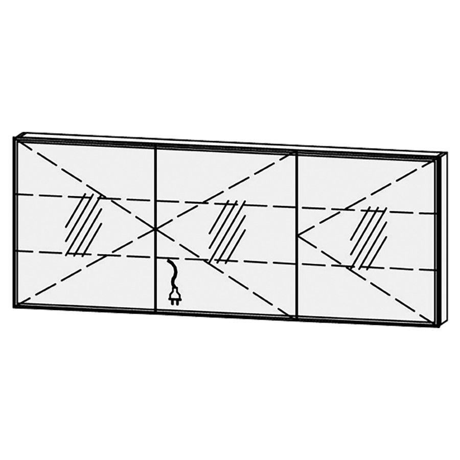 Armoire de toilette Vanity-Flat New Quattro 
180 x 70 x 15.1 cm
3&nbsp;portes à double miroir (60/60/60)
charnière à droite, avec Blumotion
éclairage LED circulaire
système luminaire Sento Basic 2
couleur de la lumière réglable
2700-6500 Kelvin, dimmable/7440 Lumen
2 rayons en verre régl. chacun
1 prise simple/2 ports USB-C en bas 
(Non réglable par bouton-
poussoir ou système-bus), IP24