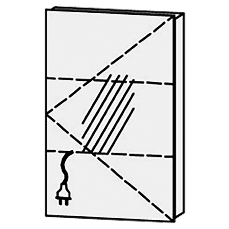 Armoire de toilette Vanity Libero
45 x 68.4 x 14.1 cm
1&nbsp;porte à double miroir
charnière à droite, avec Blumotion
sans éclairage 
2 rayons en verre régl. chacun
1 prise double en bas