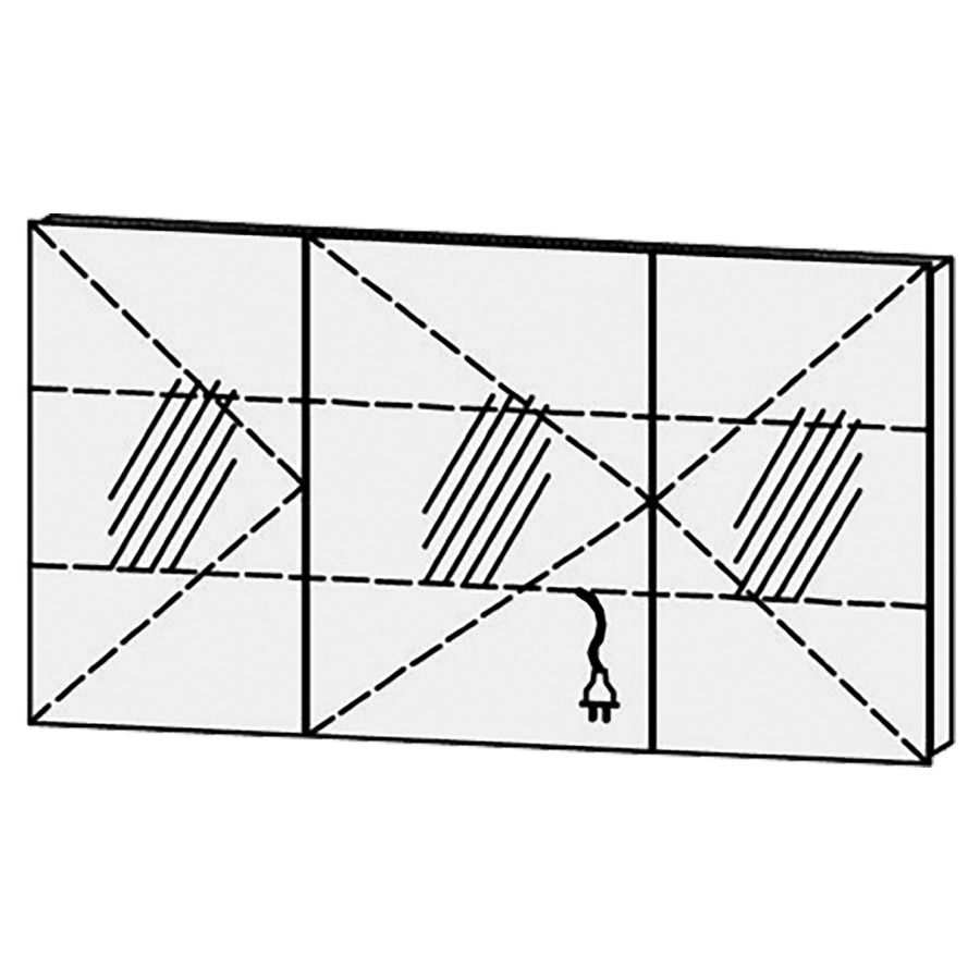 Armoire de toilette Vanity Libero
130 x 68.4 x 14.1 cm
3&nbsp;portes à double miroir (40/50/40)
charnière à gauche, avec Blumotion
sans éclairage 
2 rayons en verre régl. chacun
1 prise double en bas