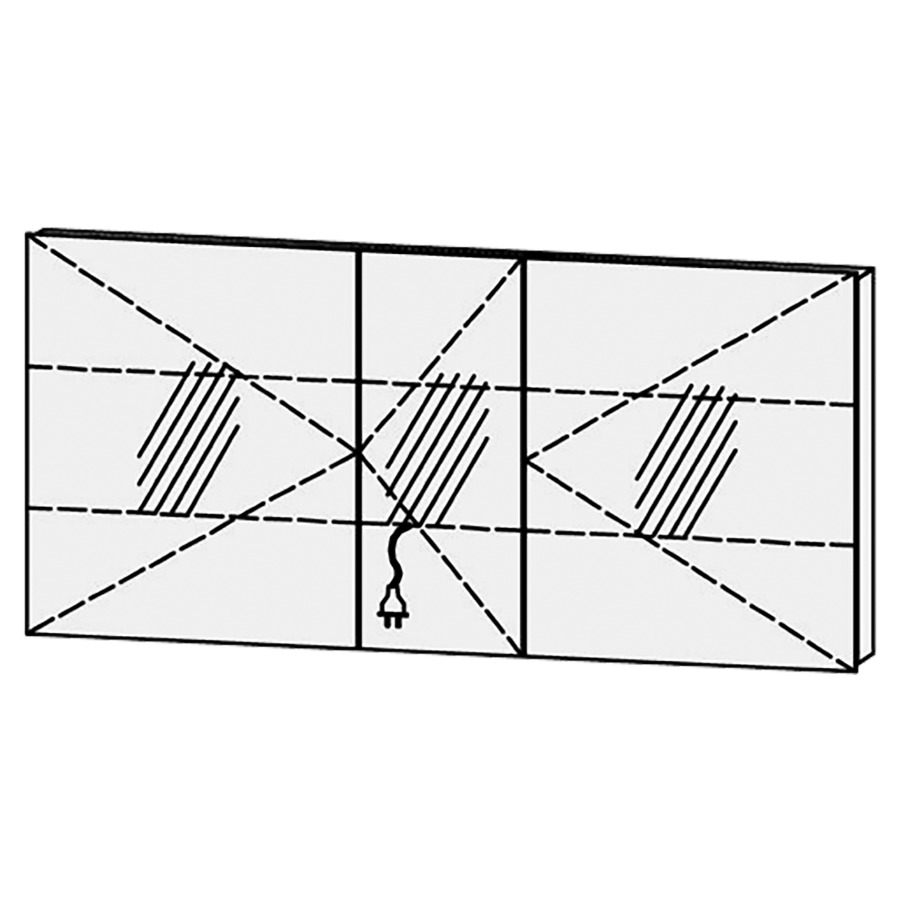 Armoire de toilette Vanity Libero
150 x 68.4 x 14.1 cm
3&nbsp;portes à double miroir (60/30/60)
charnière à droite, avec Blumotion
sans éclairage 
2 rayons en verre régl. chacun
1 prise double en bas