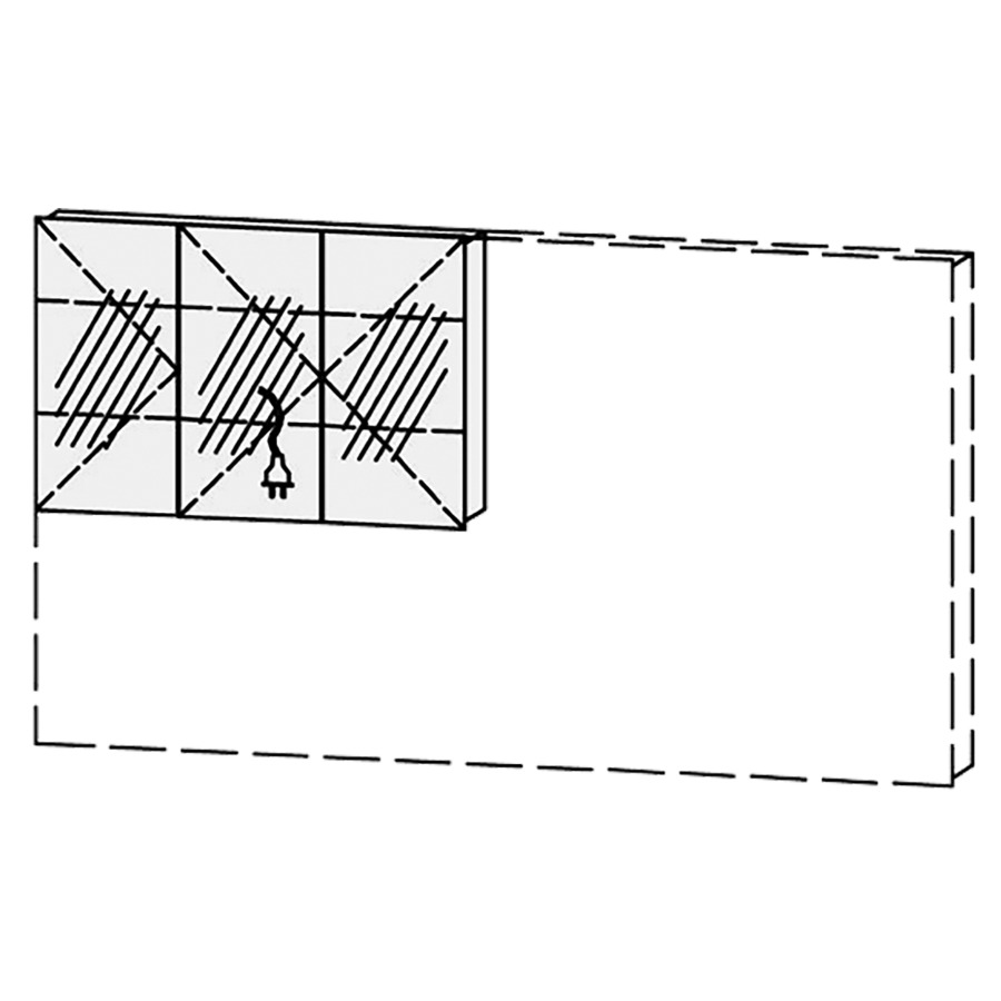 Armoire de toilette Vanity Libero
75-160 x 50-90 x 14.1 cm
3&nbsp;portes à double miroir
charnière à gauche, avec Blumotion
sans éclairage 
2 rayons en verre régl. chacun
1 prise double en bas