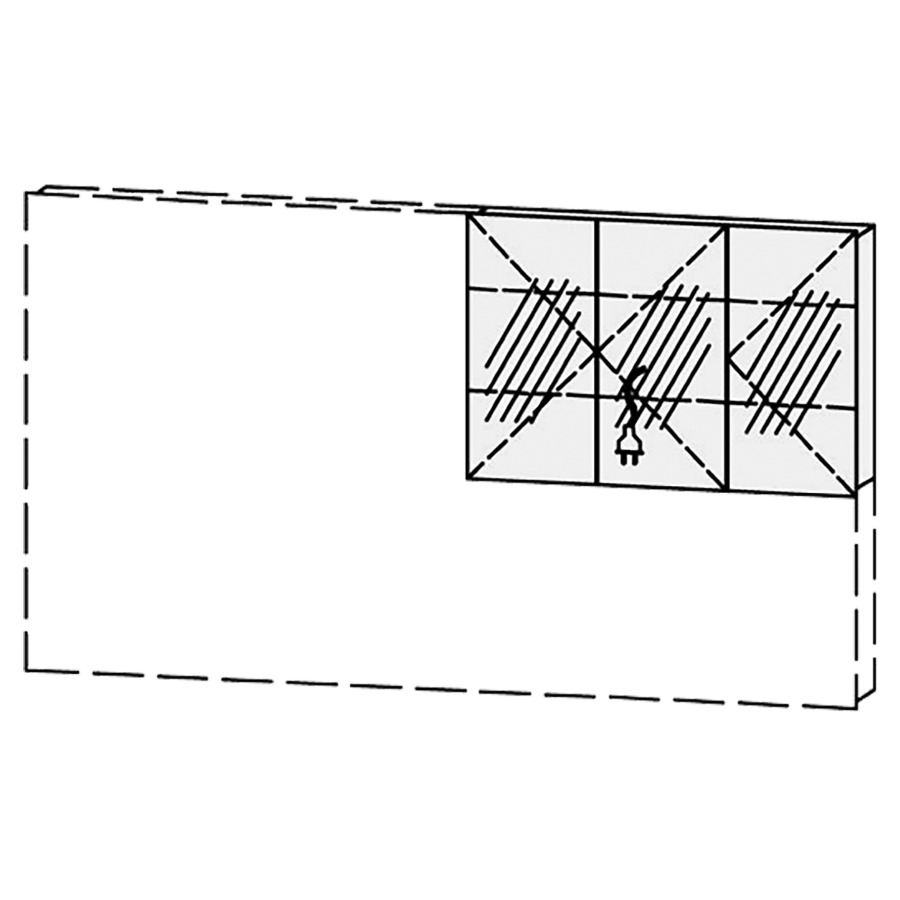 Armoire de toilette Vanity Libero
75-160 x 50-90 x 14.1 cm
3&nbsp;portes à double miroir
charnière à droite, avec Blumotion
sans éclairage 
2 rayons en verre régl. chacun
1 prise double en bas