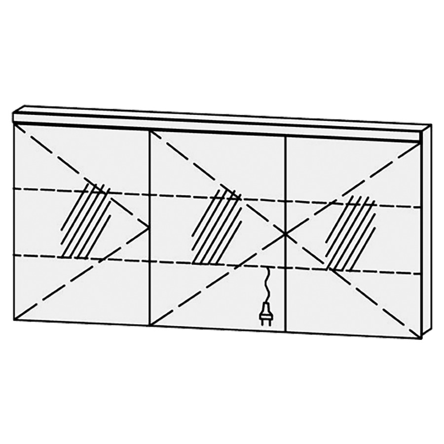 Armoire de toilette Vanity Cubo 2
150 x 73.2 x 14.1 cm
3&nbsp;portes à double miroir (50/50/50)
charnière à gauche, avec blumotion
éclairage LED 
4000 Kelvin, 4750 Lumen
2 rayons en verre régl. chacun
1 prise double en bas
Classe d’énergie F, IP24