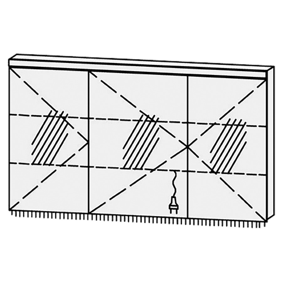 Armoire de toilette Vanity Cubo 2
130 x 73.2 x 14.1 cm
3&nbsp;portes à double miroir (40/50/40)
charnière à gauche, avec blumotion
éclairage LED en haut et en bas 
4000 Kelvin, 4095/2160 Lumen
2 rayons en verre régl. chacun
1 prise double en bas
Classe d’énergie F, IP24