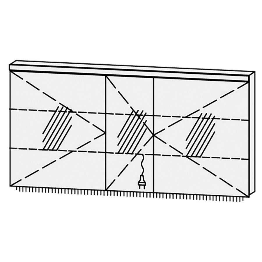 Armoire de toilette Vanity Cubo 2
150 x 73.2 x 14.1 cm
3&nbsp;portes à double miroir (60/30/60)
charnière à gauche, avec blumotion
éclairage LED en haut et en bas 
4000 Kelvin, 4750/2520 Lumen
2 rayons en verre régl. chacun
1 prise double en bas
Classe d’énergie F, IP24