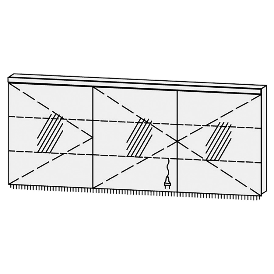 Armoire de toilette Vanity Cubo 2
180 x 73.2 x 14.1 cm
3&nbsp;portes à double miroir (60/60/60)
charnière à gauche, avec blumotion
éclairage LED en haut et en bas 
4000 Kelvin, 5733/3060 Lumen
2 rayons en verre régl. chacun
1 prise double en bas
Classe d’énergie F, IP24