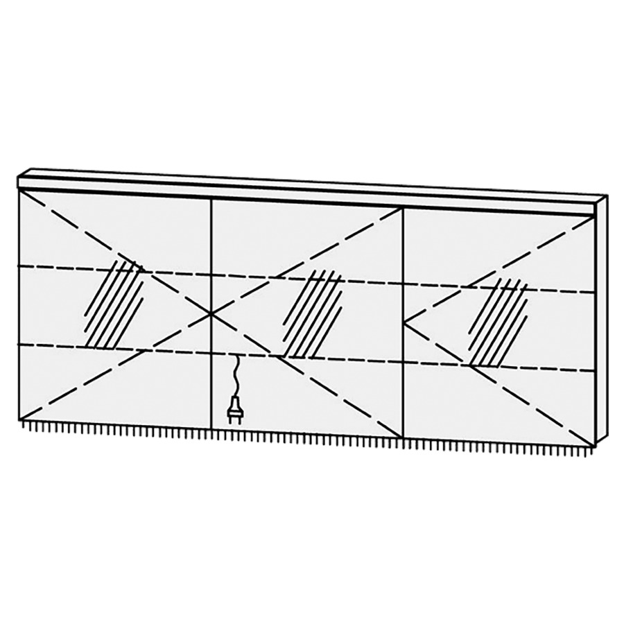 Armoire de toilette Vanity Cubo 2
180 x 73.2 x 14.1 cm
3&nbsp;portes à double miroir (60/60/60)
charnière à droite, avec blumotion
éclairage LED en haut et en bas 
4000 Kelvin, 5733/3060 Lumen
2 rayons en verre régl. chacun
1 prise double en bas
Classe d’énergie F, IP24