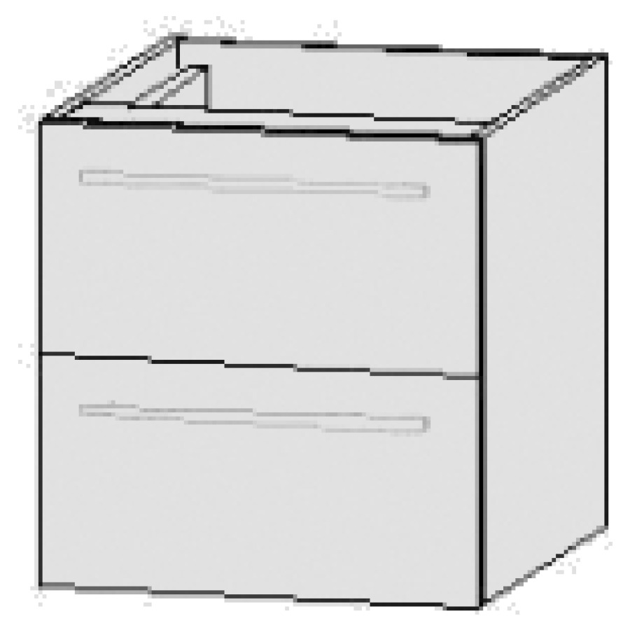Élément inférieur  Vanity Keramik 
46-75 x 55 cm
élément de tiroir, 2&nbsp;tiroirs
avec Blumotion, pour 1&nbsp;lavabo
1 cache-siphon