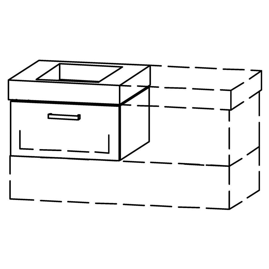 Élément inférieur  Vanity Keramik Kivos 
48-77 x 40 cm
élément de tiroir, 1&nbsp;tiroir
avec Blumotion, pour 1&nbsp;lavabo
1 cache-siphon