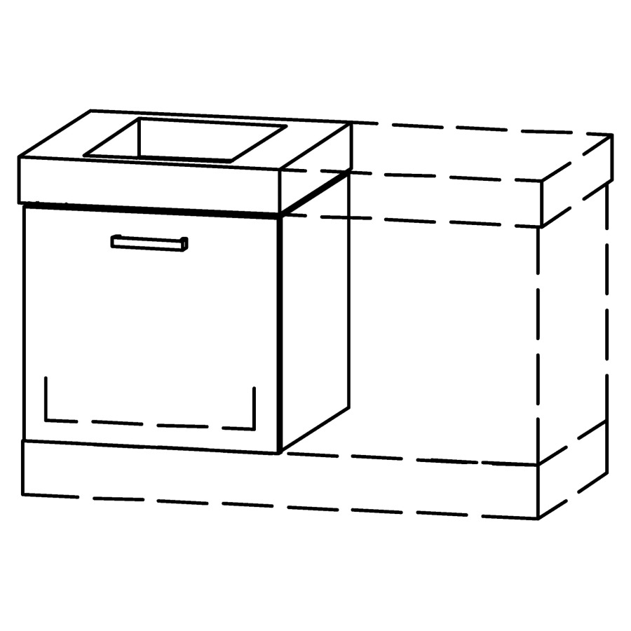 Élément inférieur  Vanity Keramik Kivos 
48-77 x 50 cm
élément de tiroir, 1&nbsp;tiroir
avec Blumotion, pour 1&nbsp;lavabo
sans cache-siphon