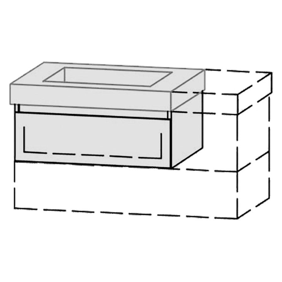 Élément inférieur  Vanity Keramik Style 
46-75 x 40 cm
élément de tiroir, 1&nbsp;tiroir
avec Blumotion, pour 1&nbsp;lavabo
1 cache-siphon