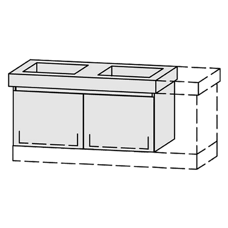 Élément inférieur  Vanity Keramik Style 
96-125 x 50 cm
2&nbsp;éléments de tiroir, 1&nbsp;tiroir chacune
avec Blumotion, pour 2&nbsp;lavabos
sans cache-siphon