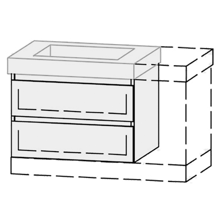Élément inférieur  Vanity Keramik Style 
46-75 x 55 cm
élément de tiroir, 2&nbsp;tiroirs
avec Blumotion, pour 1&nbsp;lavabo
1 cache-siphon