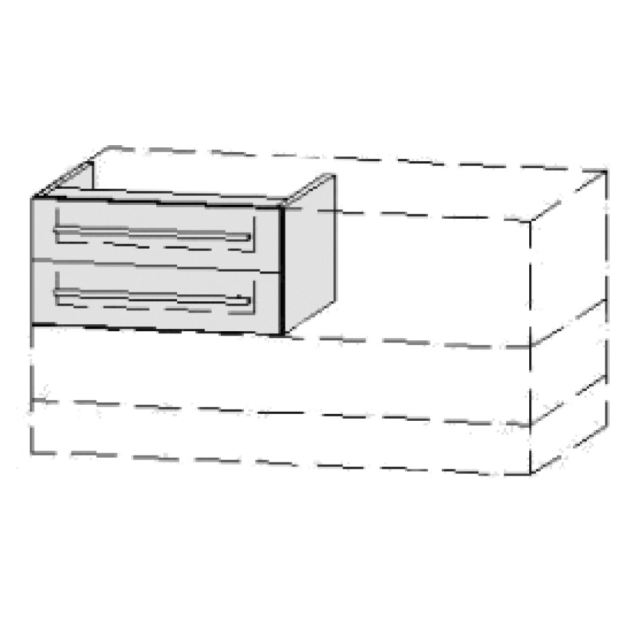 Élément inférieur  Vanity Bocco
50-90 x 27.5-55 x 40-55 cm
élément de tiroir, 2&nbsp;tiroirs
avec Blumotion
sans cache-siphon
