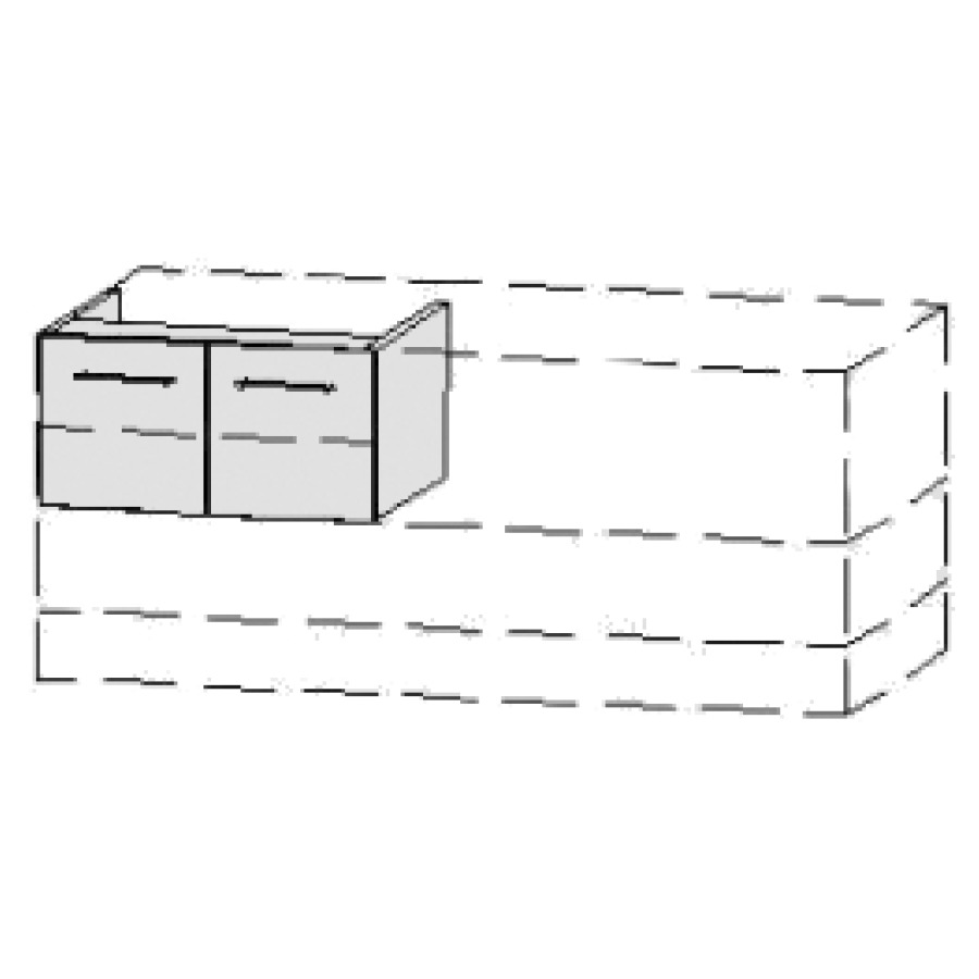 Élément inférieur  Vanity Bocco
50-90 x 40-55 x 40-55 cm
armoire de tablette, 2&nbsp;portes
1&nbsp;tablette
avec Blumotion
