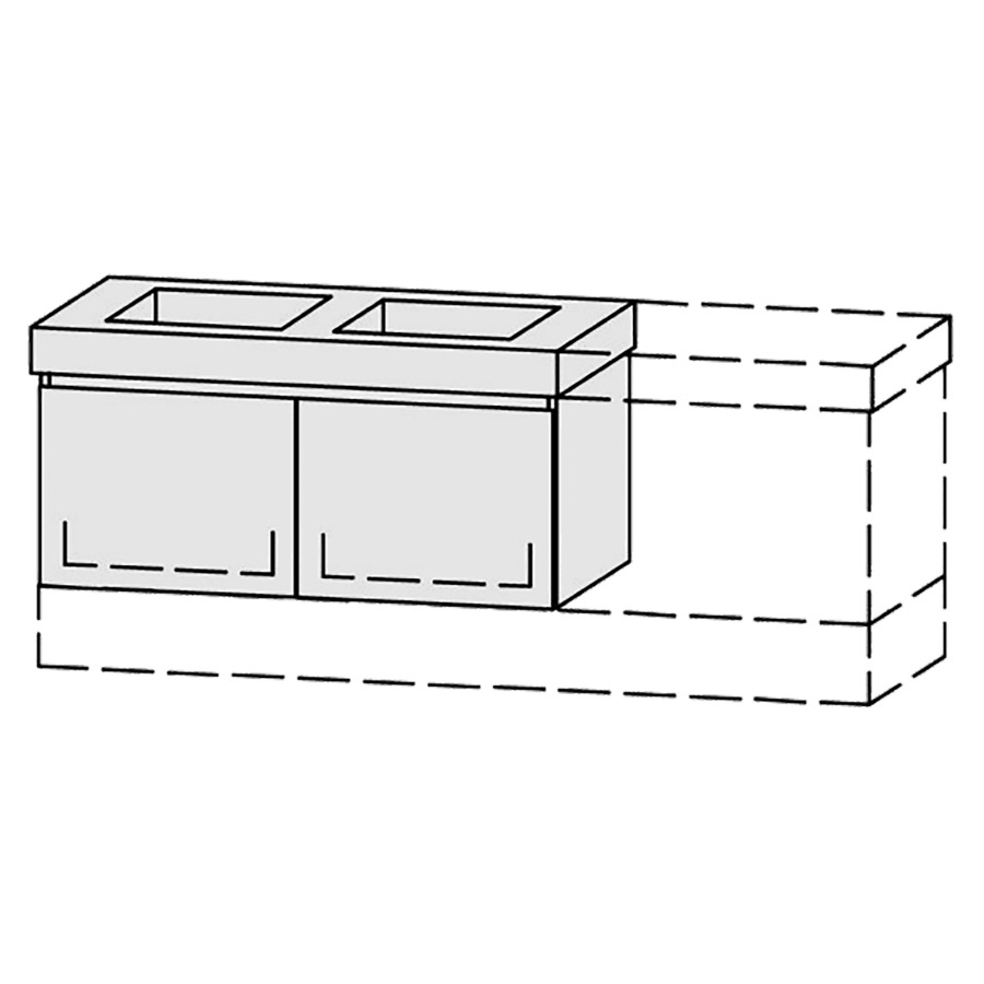 Élément inférieur  Vanity Keramik Mea 2 Style 
96-125 x 50 cm
2&nbsp;éléments de tiroir, 1&nbsp;tiroir chacune
avec Blumotion, pour 2&nbsp;lavabos
sans cache-siphon