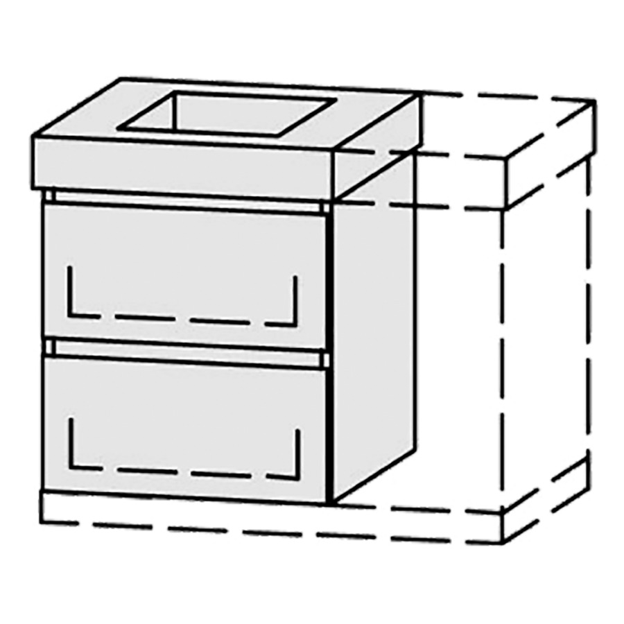 Élément inférieur  Vanity Keramik Mea 2 Style 
46-75 x 55 cm
élément de tiroir, 2&nbsp;tiroirs
avec Blumotion, pour 1&nbsp;lavabo
1 cache-siphon