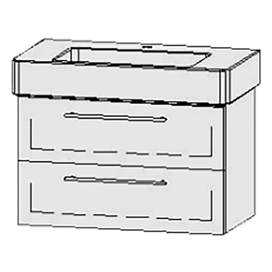 Élément inférieur  Vanity Vero
81 x 50 x 46 cm
élément de tiroir, 2&nbsp;tiroirs
avec Blumotion
sans cache-siphon
pour lavabo