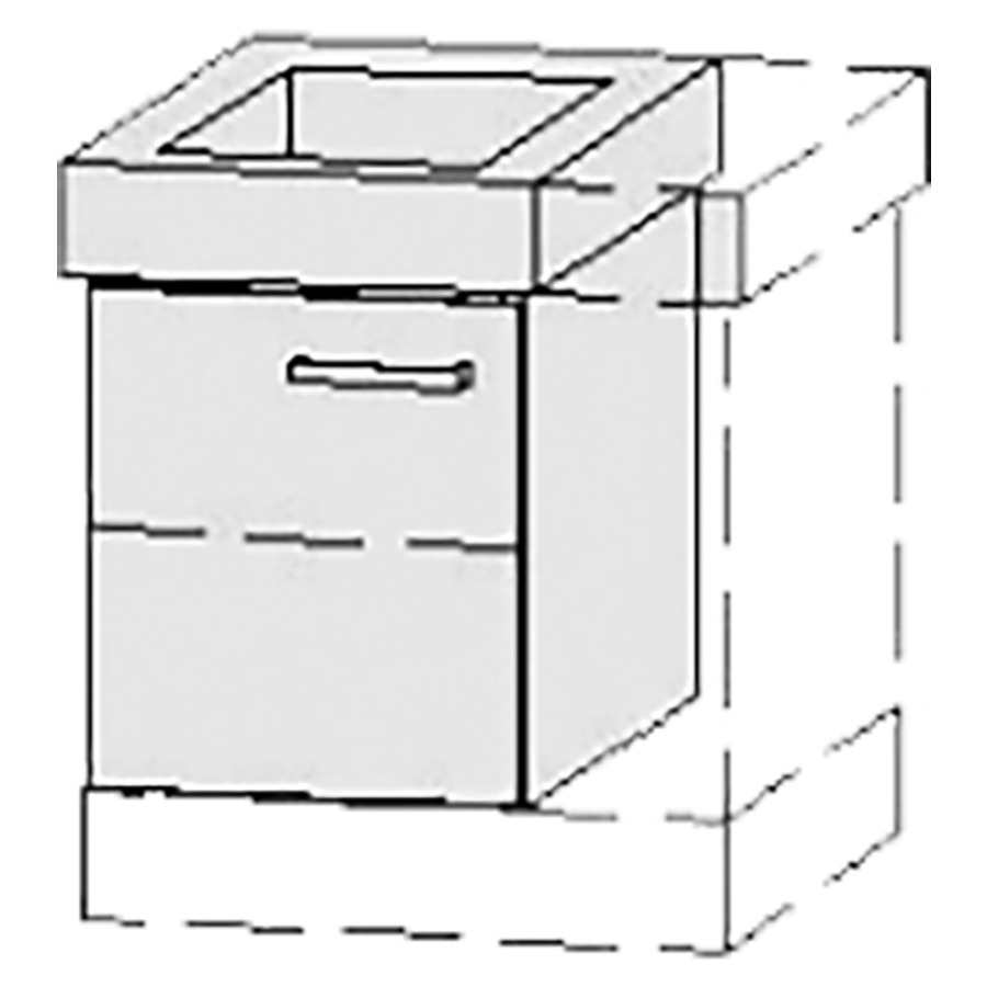 Élément inférieur  Vanity Keramik 
26-46 x 55 cm
armoire de tablette, 1&nbsp;porte
charnière à gauche
porte avec Blumotion
1&nbsp;tablette, réglable
