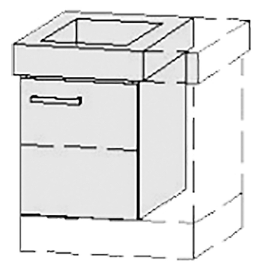 Élément inférieur  Vanity Keramik 
26-46 x 55 cm
armoire de tablette, 1&nbsp;porte
charnière à droite
porte avec Blumotion
1&nbsp;tablette, réglable