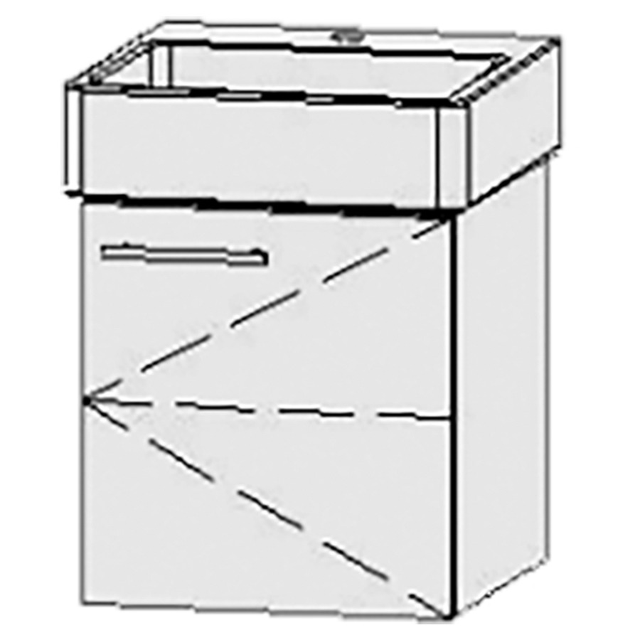 Élément inférieur  Vanity Vero/Vero Air
46 x 50 x 45 cm
armoire de tablette, 1&nbsp;porte
charnière à droite, 1&nbsp;tablette
avec Blumotion
pour lavabo